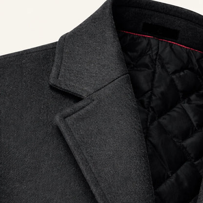 Men's Long Coat – Black Classic Notch Lapel
