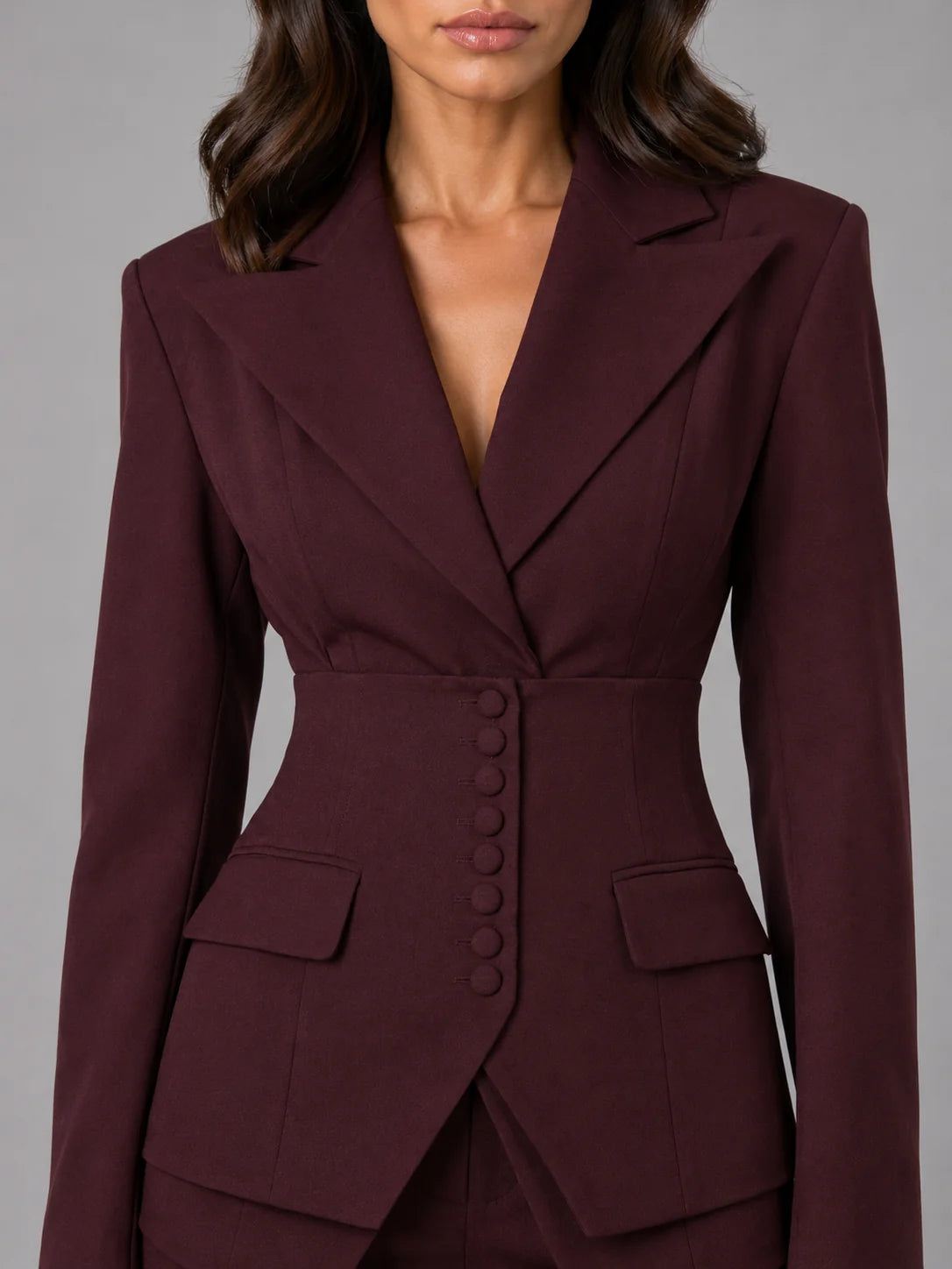 Three-Piece Pant Suit Set with Wide-Leg Trousers