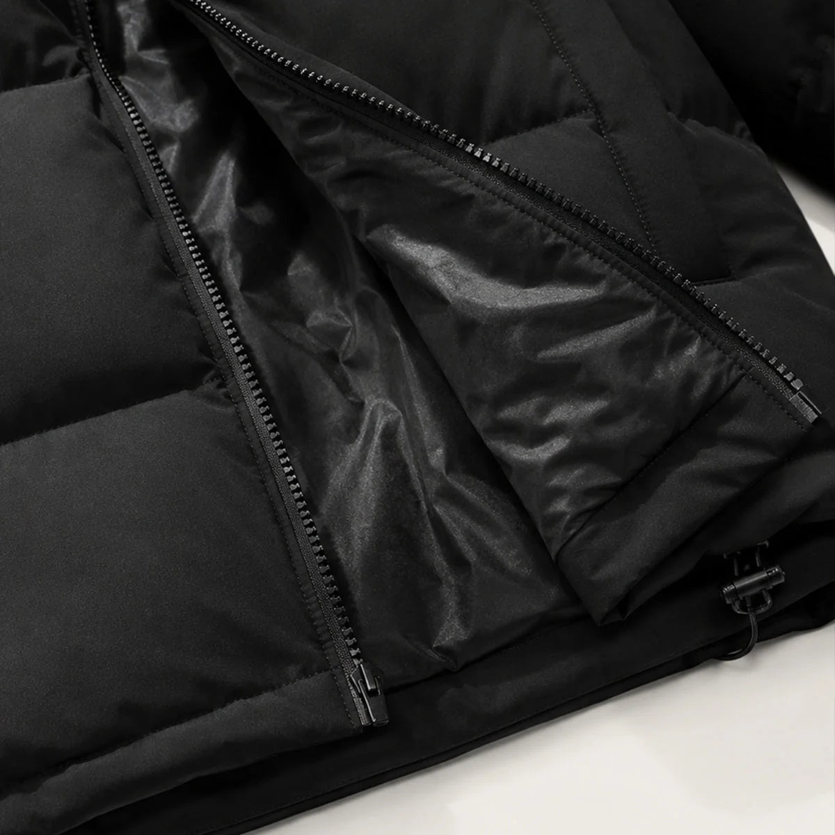 Men's Puffer Jacket – Black Hooded Insulated