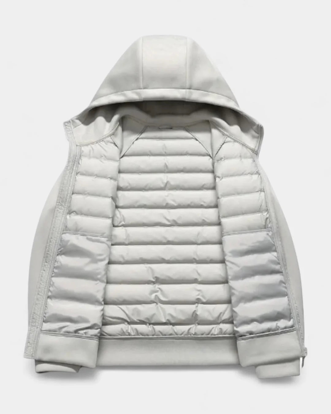 Men's Hooded Puffer Jacket – Black Raglan Softshell