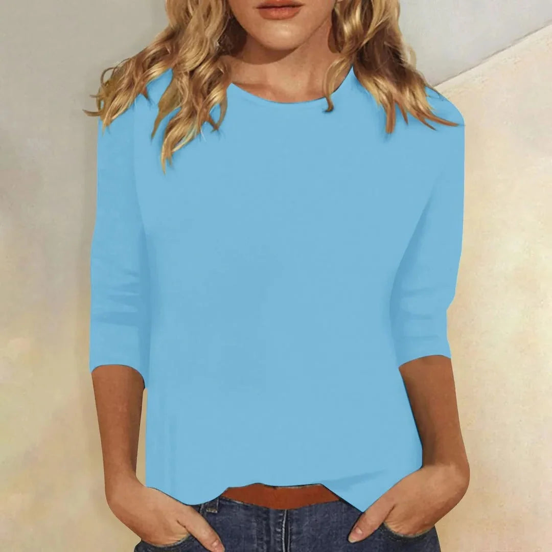 Crew Neck Three-Quarter Sleeve Top