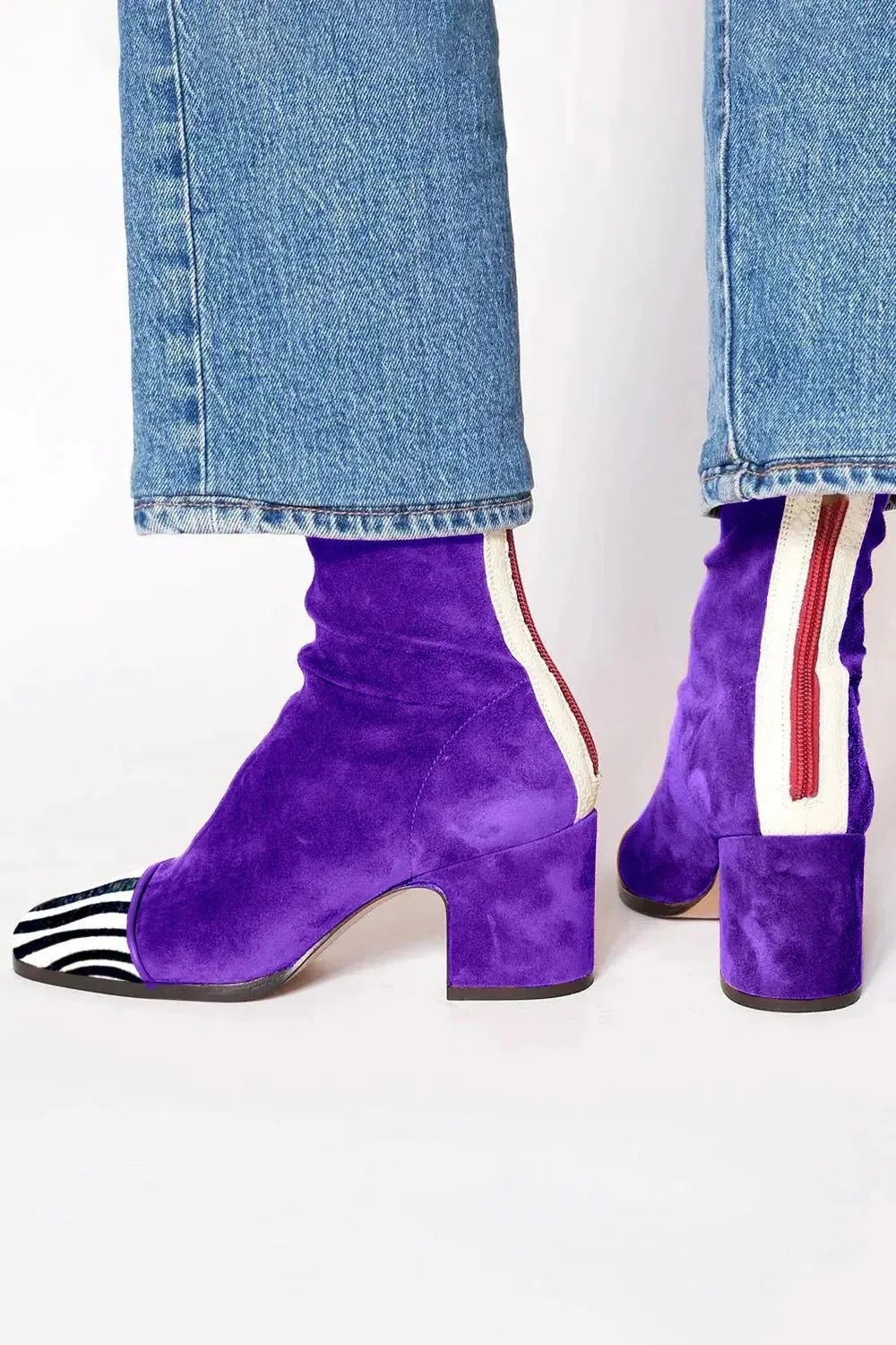 Luisa | Suede Block Heel Ankle Boots Square Toe