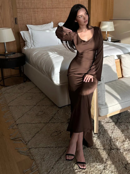 Wedding Guest Dress – Black Long Sleeve Maxi