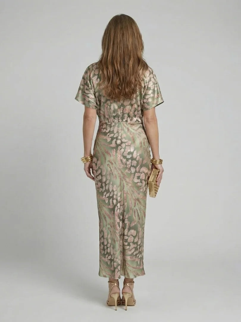 Artistic and Refined Abstract Print Midi Dress