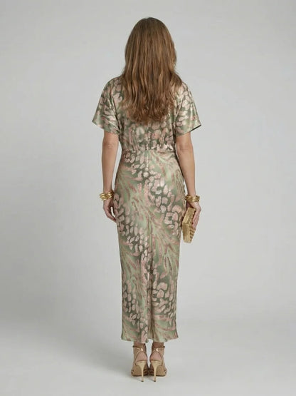 Artistic and Refined Abstract Print Midi Dress
