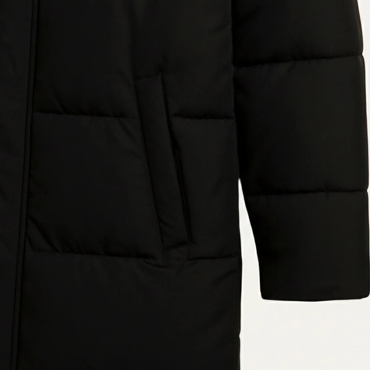Men's Hooded Puffer Jacket – Black Long Winter Coat