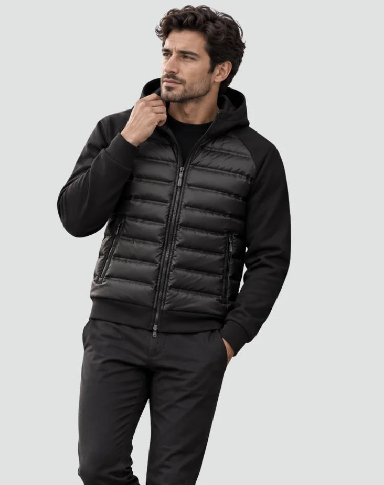 Men's Puffer Jacket – Black Hybrid Hooded