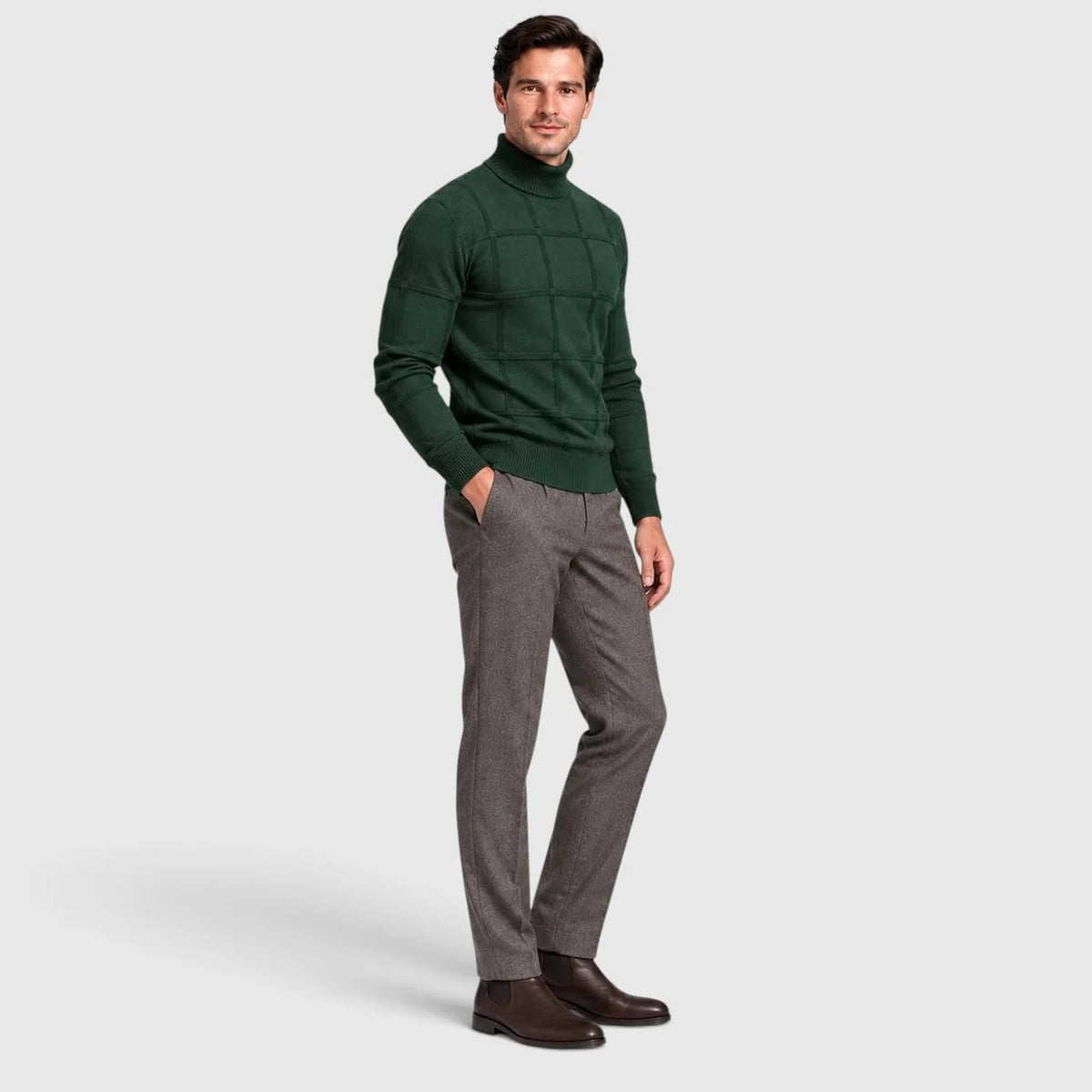 Men's Textured Mock Neck Sweater Slim Fit