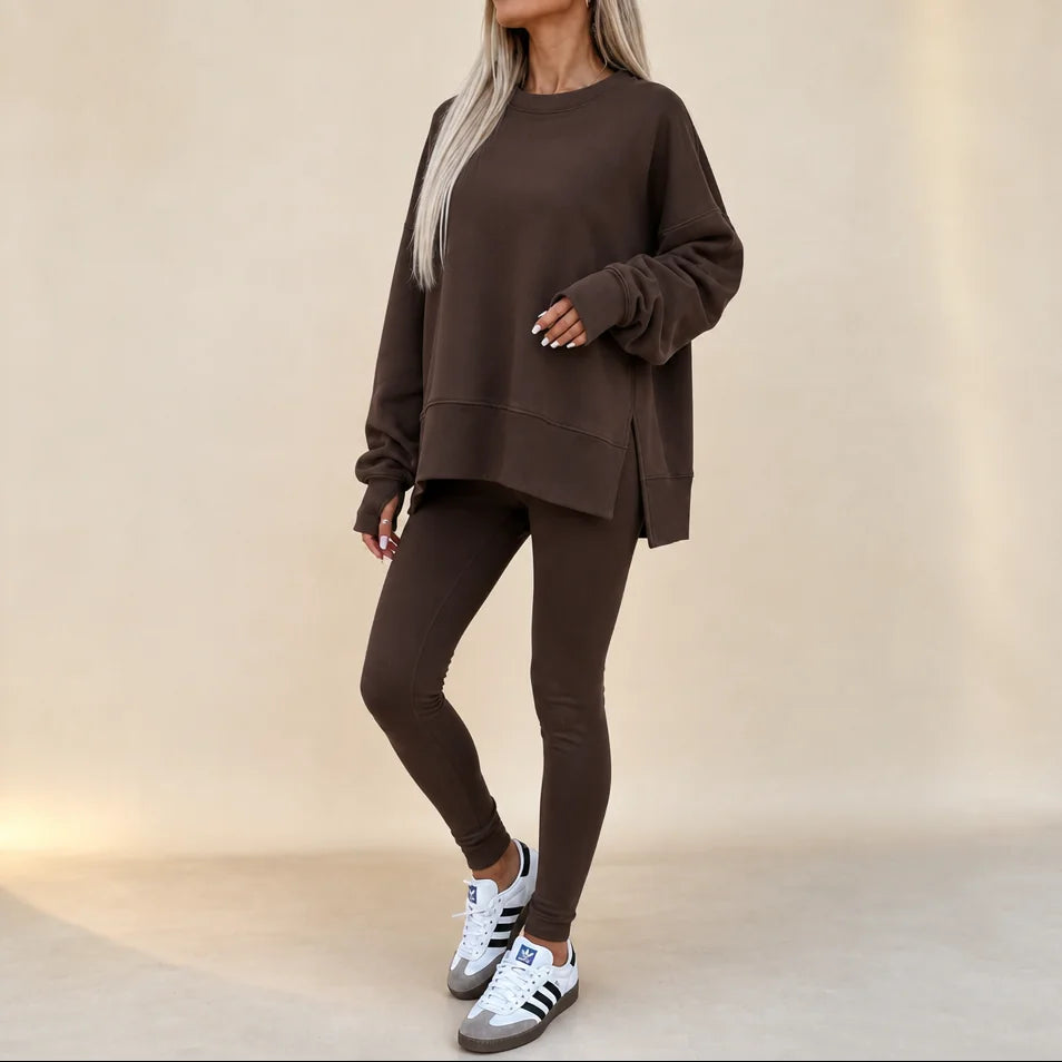 Side-Slit Pullover and Legging Lounge Set
