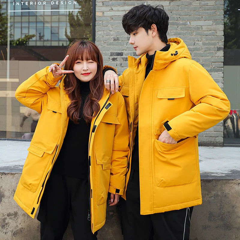 Men's Hooded Puffer Jacket – Black Long Parka
