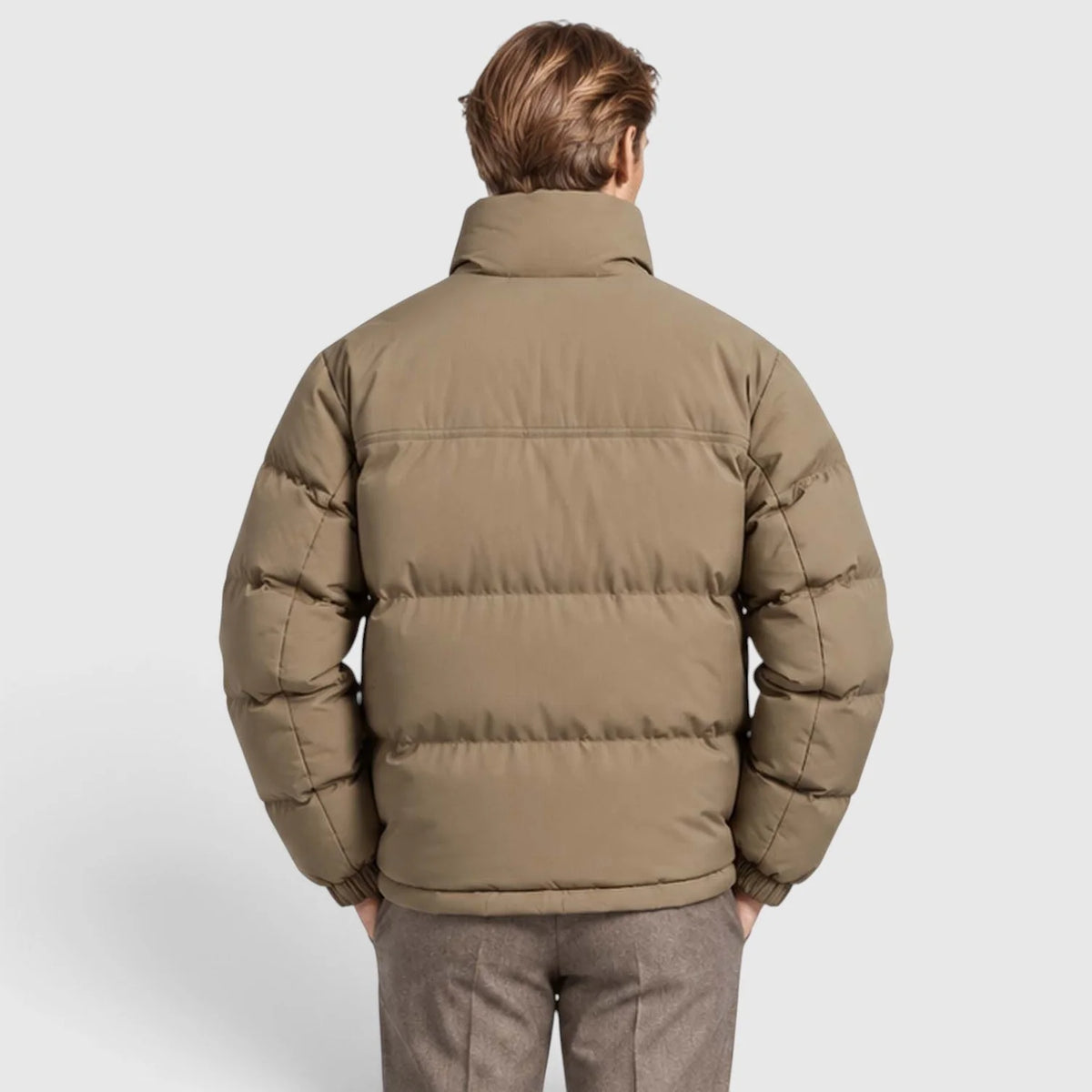 Men's Reversible Puffer Jacket with Stand Collar
