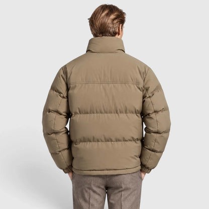 Men's Reversible Puffer Jacket with Stand Collar