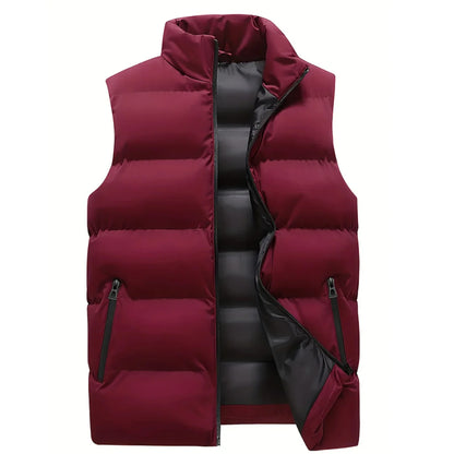 Men's Quilted Puffer Vest Stand Collar