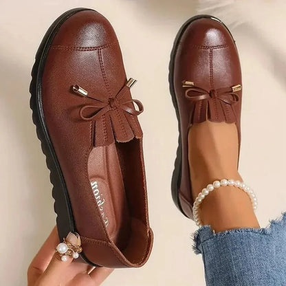 Lace-Up Leather Look Loafers