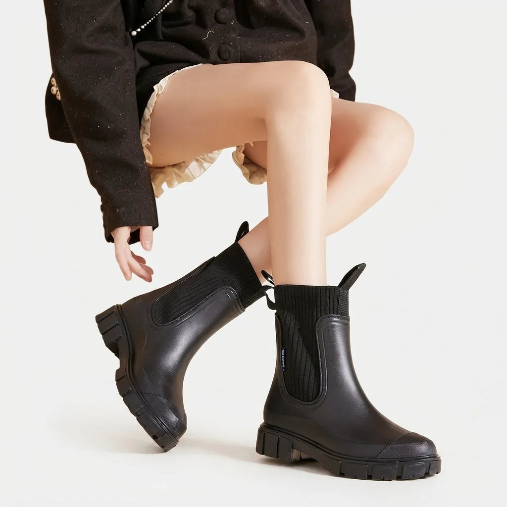 Chelsea Boots with Lug Sole and Pull Tabs