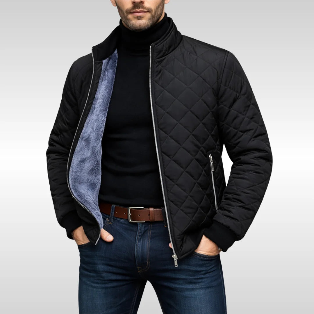 Men's Puffer Jacket – Navy Diamond Quilted