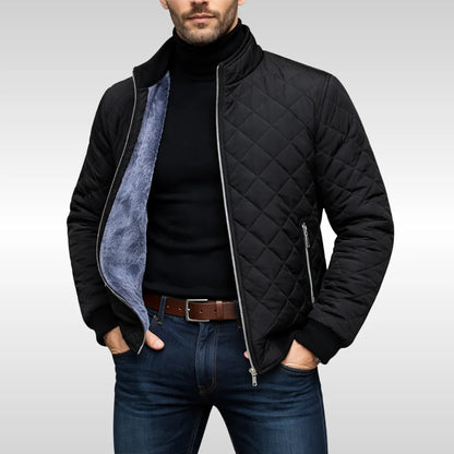 Men's Puffer Jacket – Navy Diamond Quilted
