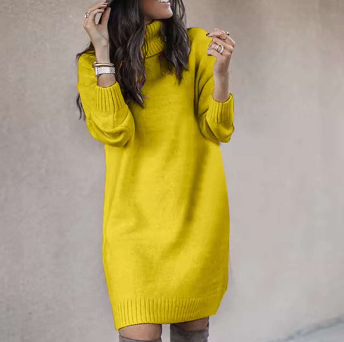 Roll-Neck Sweater Dress