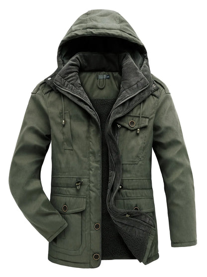 Men's Hooded Jacket – Black Insulated Utility