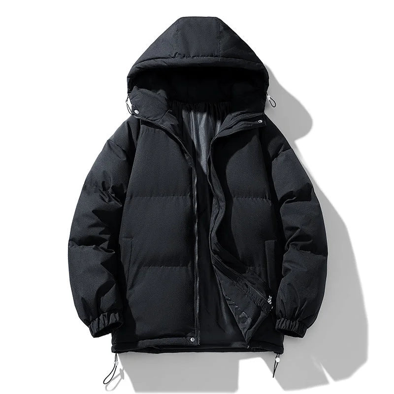 Men's Puffer Jacket – Black Hooded Quilted