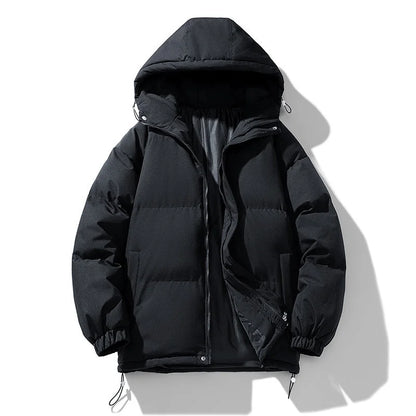 Men's Puffer Jacket – Black Hooded Quilted