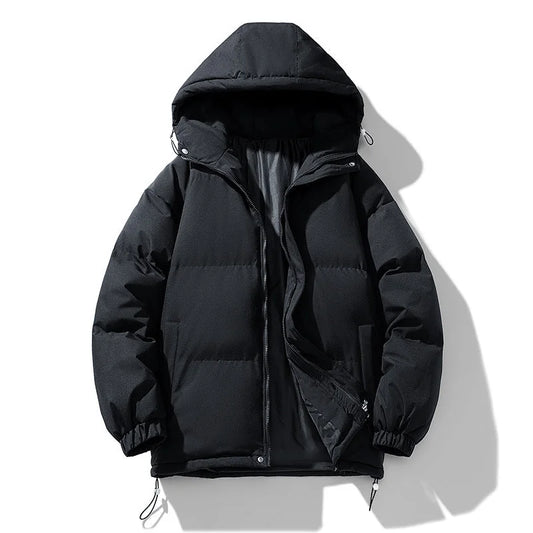 Men's Puffer Jacket – Black Hooded Quilted