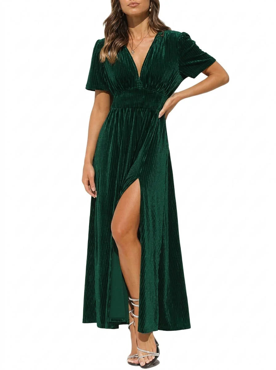 Velvet Wedding-Guest Maxi Dress