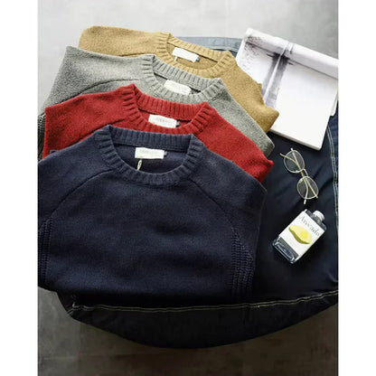 Men's Crew Neck Sweater with Elbow Patches