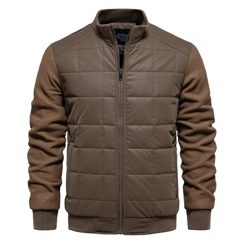 Men's Puffer Jacket – Black Quilted Stand Collar