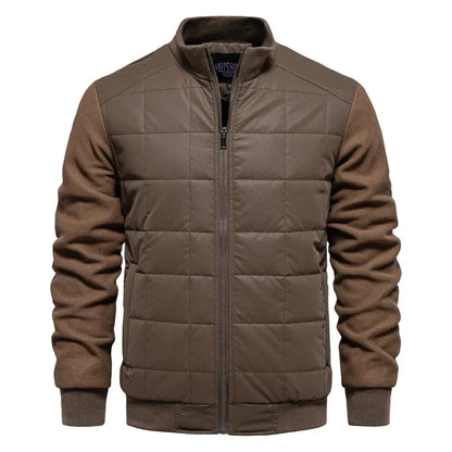 Men's Puffer Jacket – Black Quilted Stand Collar