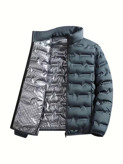 Men's Puffer Jacket – Navy Lightweight Stand Collar
