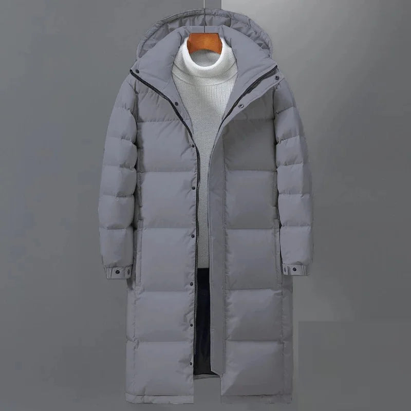 Men's Puffer Jacket – Black Longline Hooded