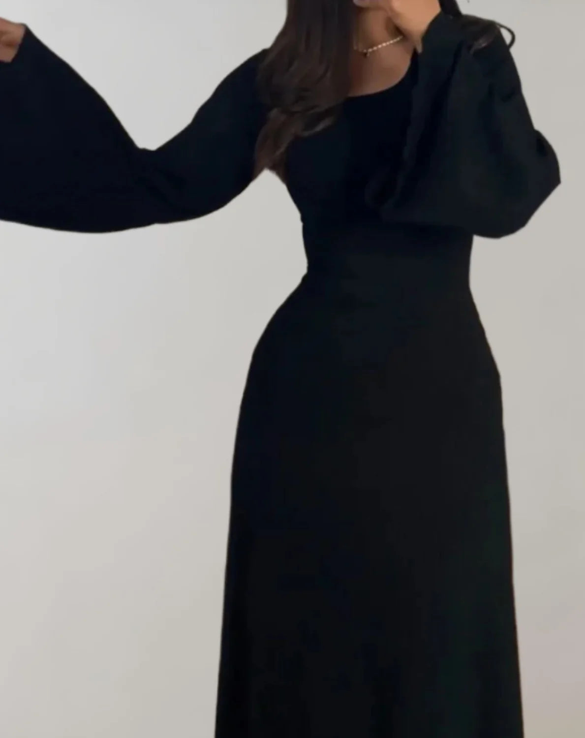 Sweater Dress – Black Bell Sleeve Maxi