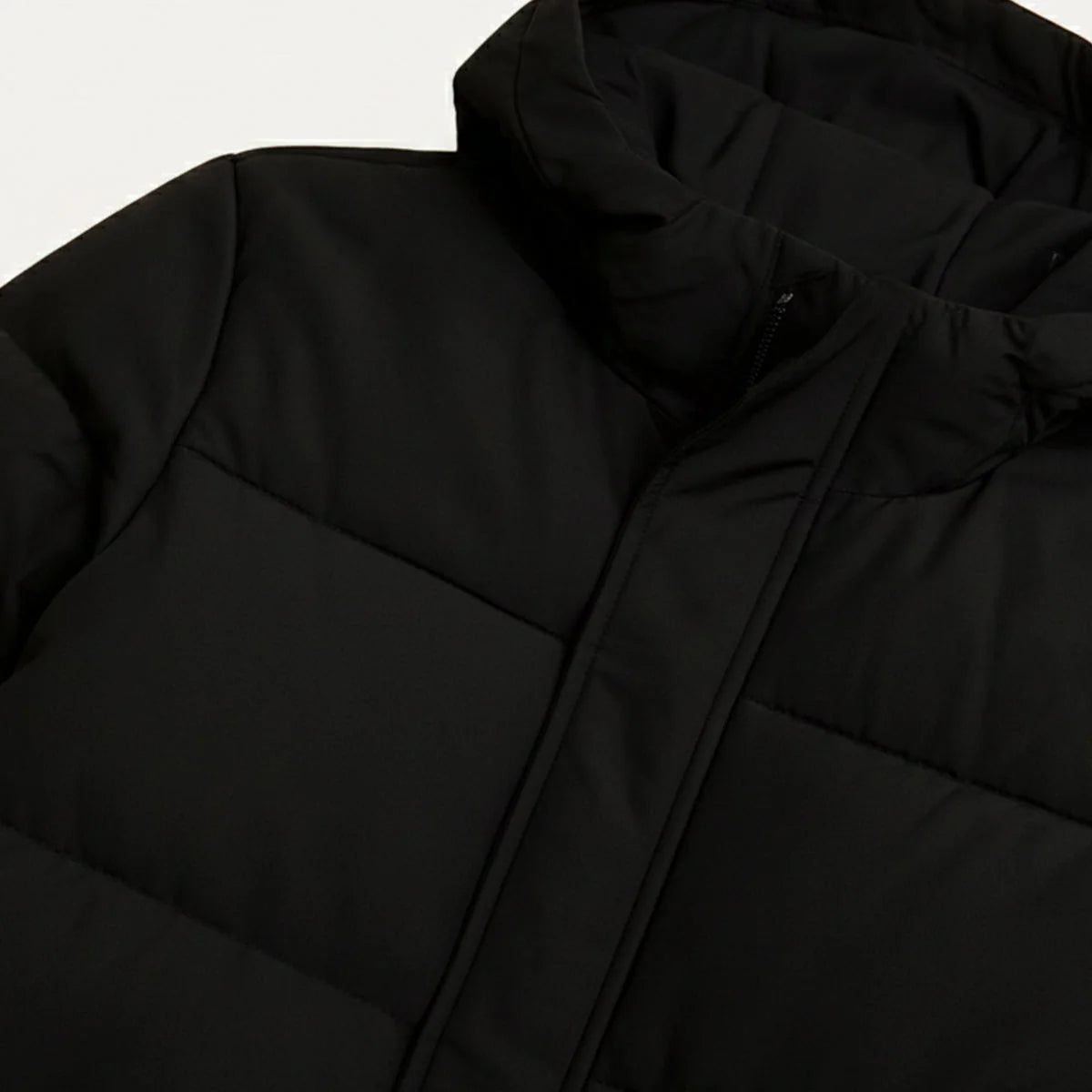 Men's Hooded Puffer Jacket – Black Long Winter Coat