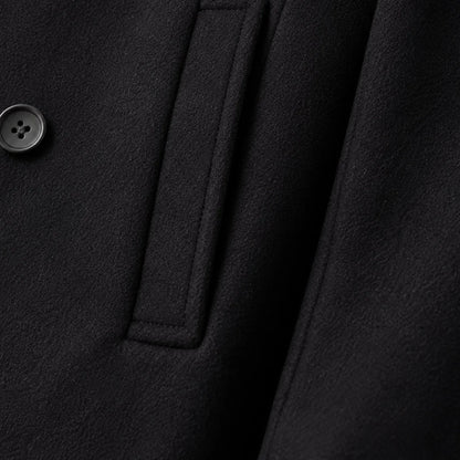 Men's Wool Coat – Black Double-Breasted Peacoat