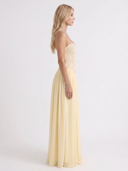 Isabella | Lace Maxi Dress with Corset Bodice