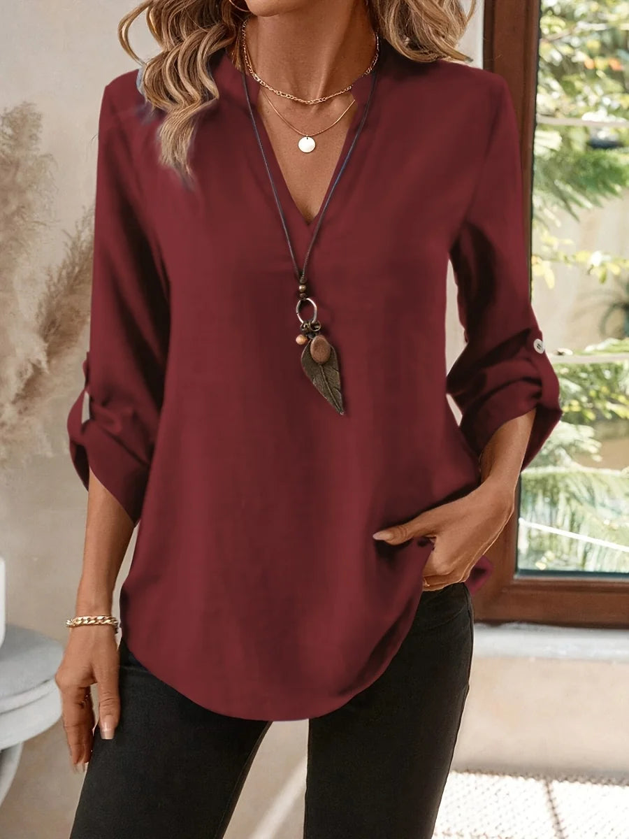 Elegant and Versatile V-Neck Blouse