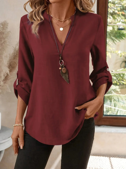 Elegant and Versatile V-Neck Blouse