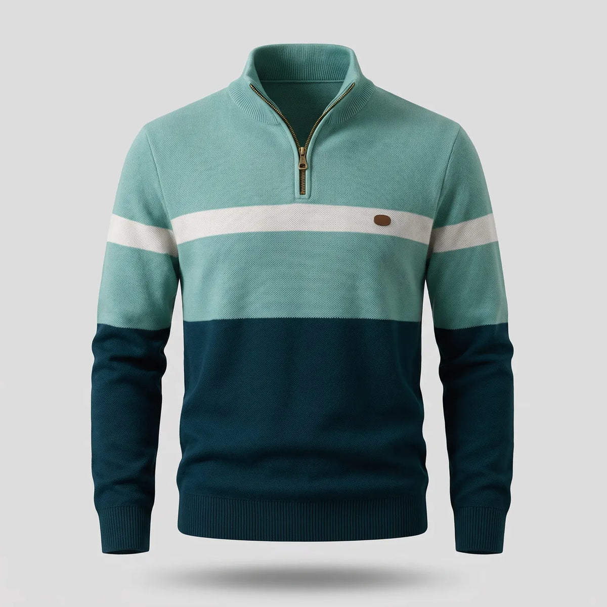 Men's Striped Knit Quarter Zip Sweater