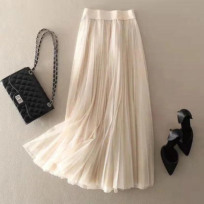 Pleated Tulle Maxi Skirt