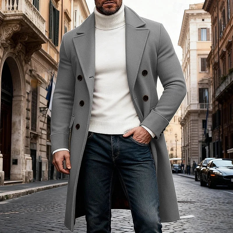 Men's Long Wool-Look Overcoat
