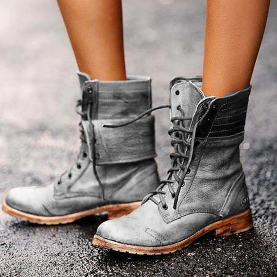 Aurore | Lace-Up Ankle Boots Distressed