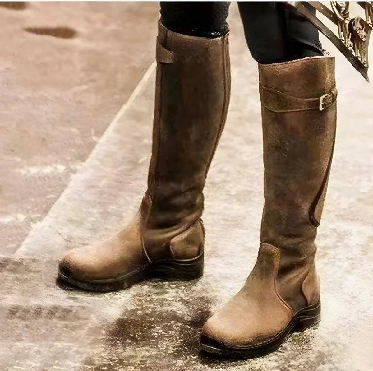 Knee High Riding Boots with Buckle