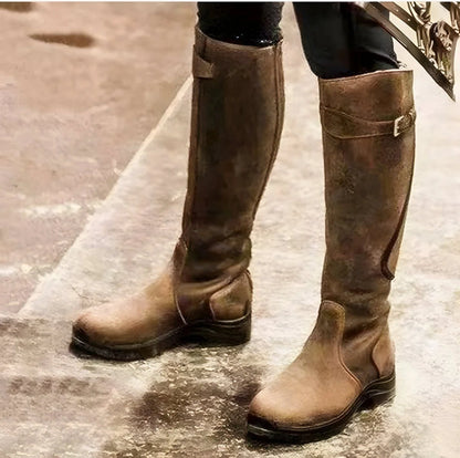 Knee High Riding Boots with Buckle