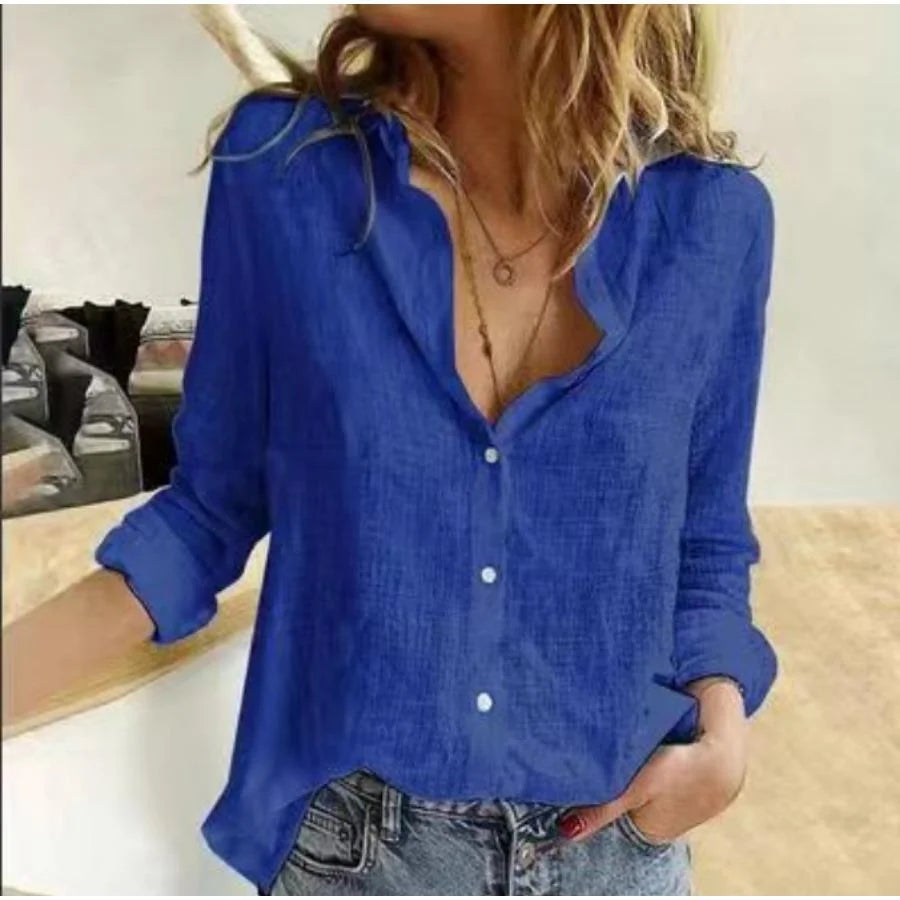 Relaxed Long Sleeve Button-Down Shirt