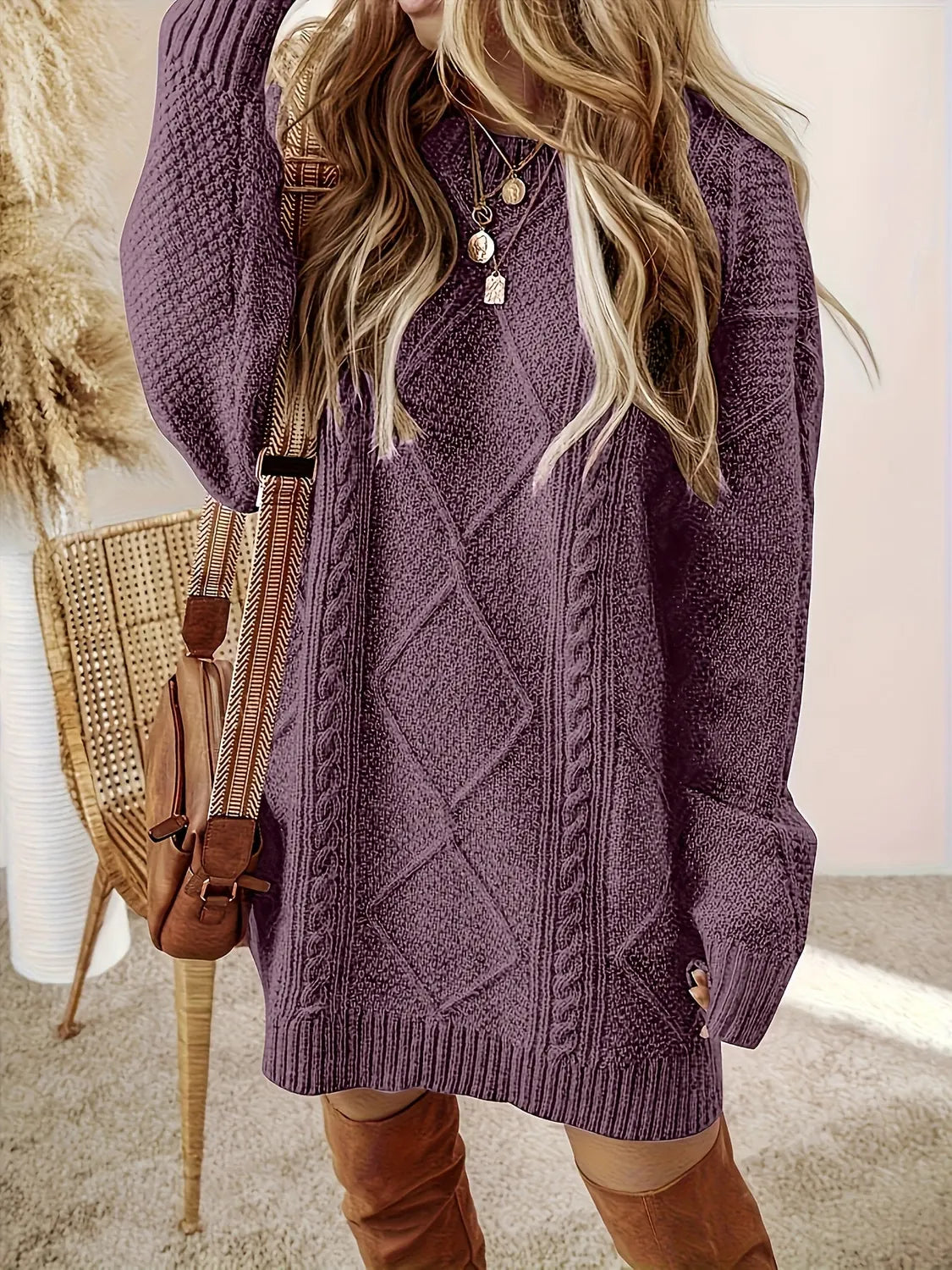 Cable Knit Sweater Dress