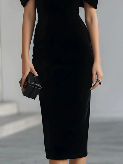 Bow Neckline Cocktail Midi Dress