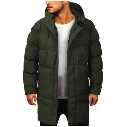 Men's Hooded Puffer Jacket – Black Padded Longline