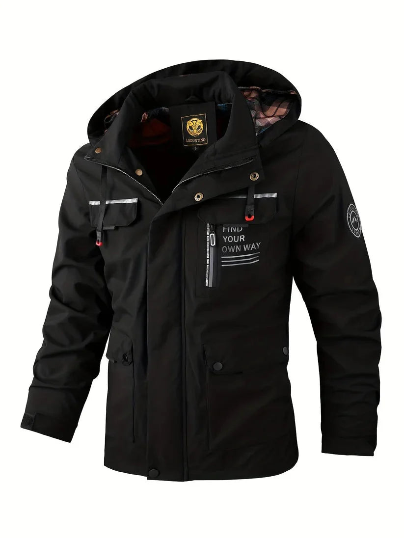 Men's Hooded Jacket – Black Waterproof Winter