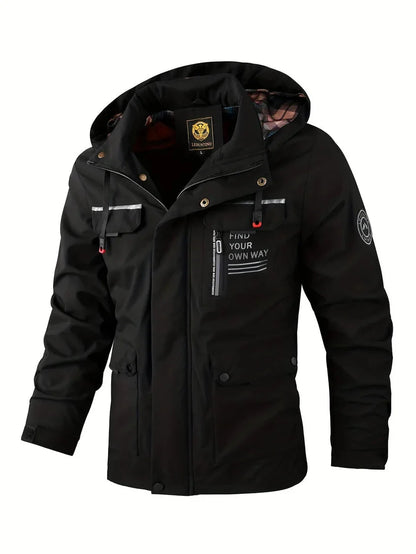 Men's Hooded Jacket – Black Waterproof Winter